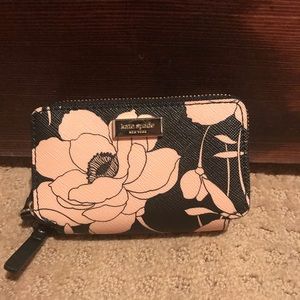Black/peach floral Kate spade wallet